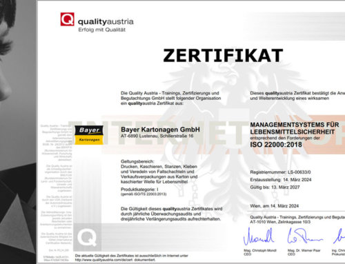 Bayer Kartonagen GmbH erhält ISO 22000 Zertifizierung